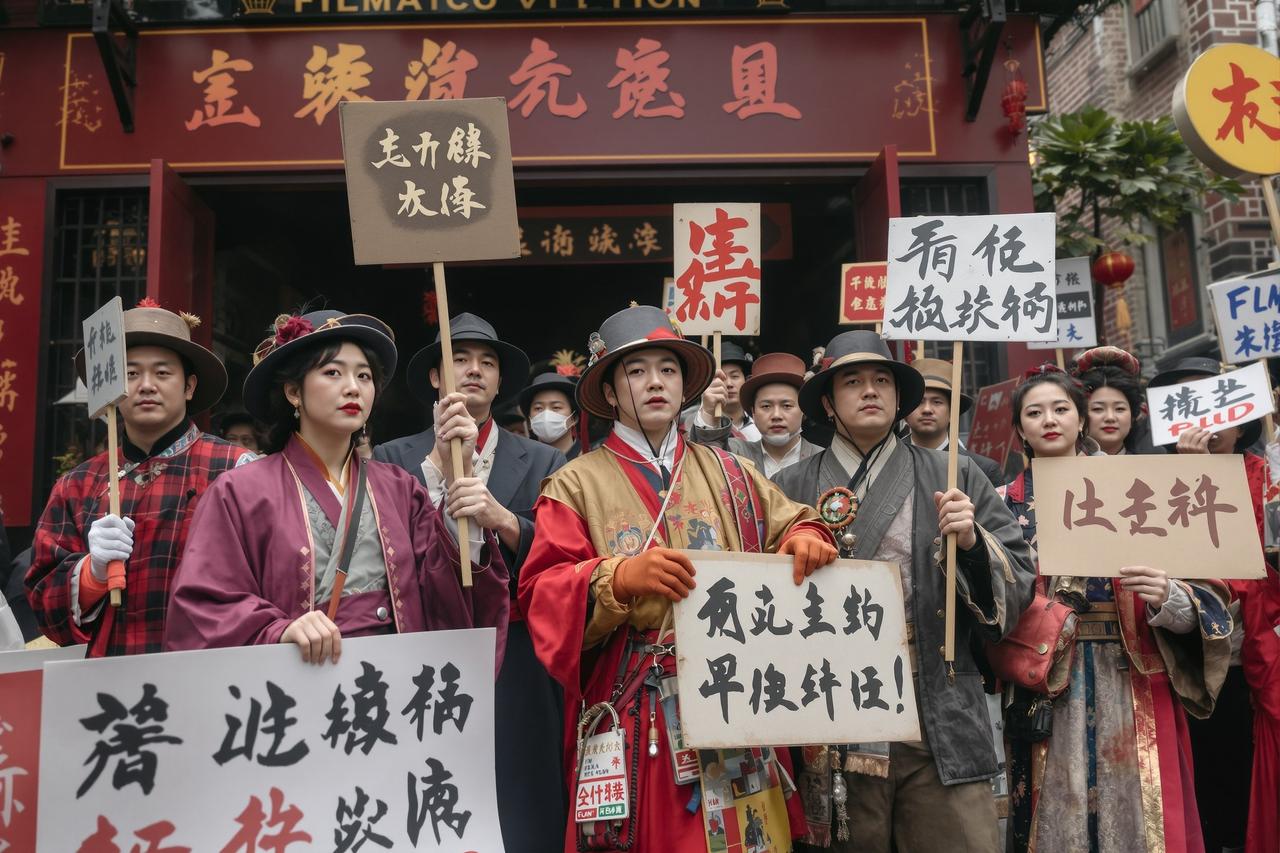 现场直击:某影视城古装群演大规模罢工,烈日下举牌控诉 - 黑料 现场直击:某影视城古装群演大规模罢工,烈日下举牌控诉 - 黑料
